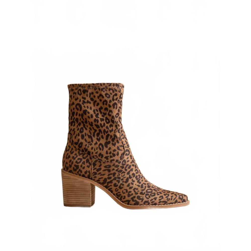 OASIS SOCIETY Vienna Block Leopard Print Suede Ankle Booties - Brown. Sz 7. NWOT